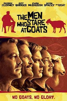 Poster: Männer die auf Ziegen starren